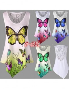 Tank Tops 2019 New Women Summer T Shirt Tops Big Sizes Casual Sleeveless Lrregular Butterfly Feather Print Loose 5XL Plus Siz...