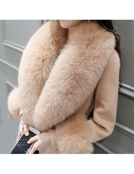 Jackets 2018 New Fashion Women Long Jacket Autumn Winter Warm Sashes Woolen Coat Parka Female Large Faux Fur Collar Jacket Ou...