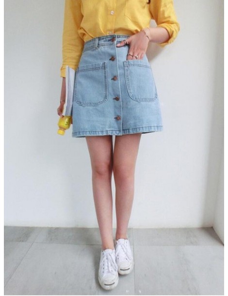 Skirts On sale 2019 Summer Korean Mini denim Jeans Skirt slim Waist Skirts Summer Cheap sweet harajuku mini high quality Skir...