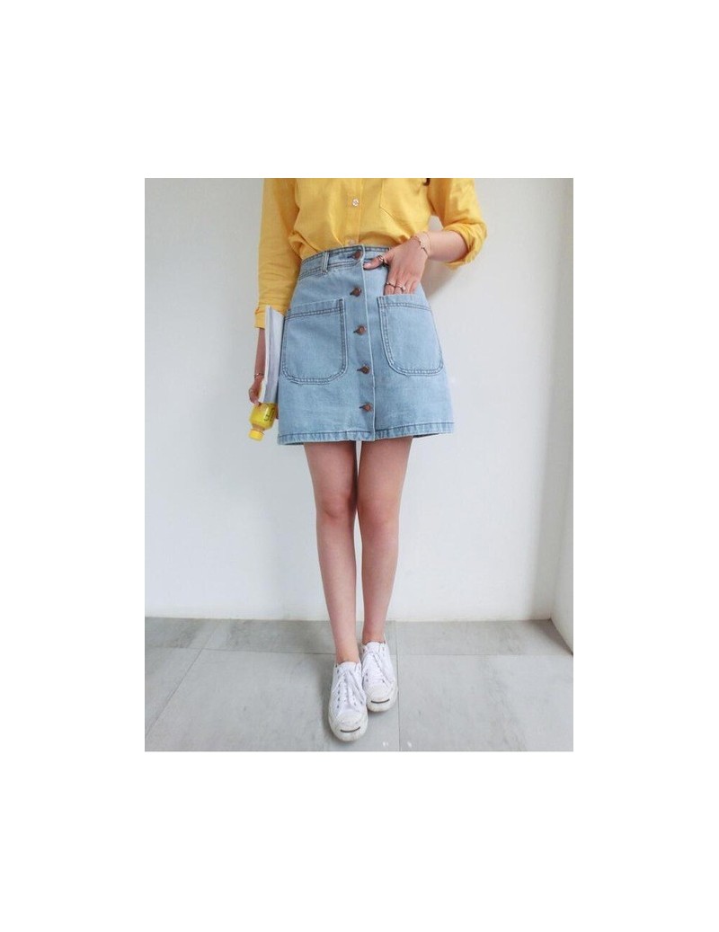 Skirts On sale 2019 Summer Korean Mini denim Jeans Skirt slim Waist Skirts Summer Cheap sweet harajuku mini high quality Skir...