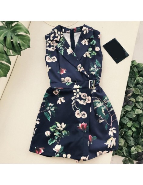 Rompers New Fashion Sexy Lapel Floral Print Rompers Women Sleeveless HIgh Waist Irregular Romper Female Casual Loose Overalls...