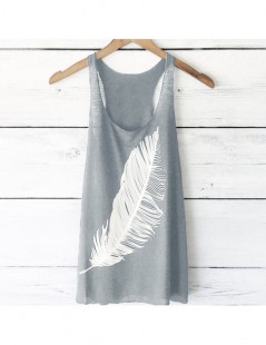 Tank Tops Women's Tank Top Summer Casual Fashion Feather Print Round Neck Sleeveless Long Vest Fashion Ladies Tank Top Camisa...