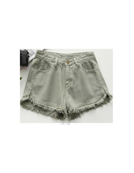 Shorts South Korea New Candy Color Denim Shorts Summer Women Burrs Tassel Students Cowboy Shorts - Green - 4D3865514310-5 $17.89