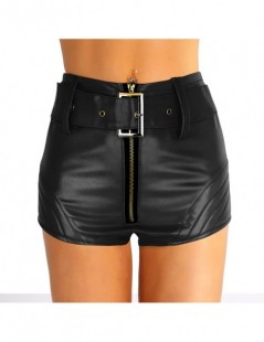 Shorts Fashion Women Wet Look Front Zipper High Waisted Booty Shorts Bottoms with Belt Tight Shorts for Nightclub Costume Par...