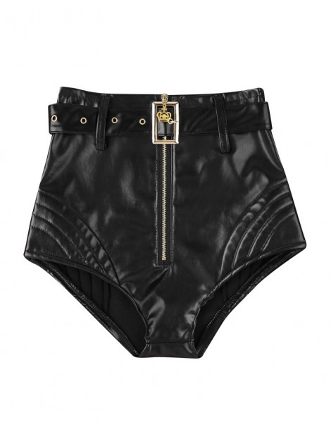 Shorts Fashion Women Wet Look Front Zipper High Waisted Booty Shorts Bottoms with Belt Tight Shorts for Nightclub Costume Par...