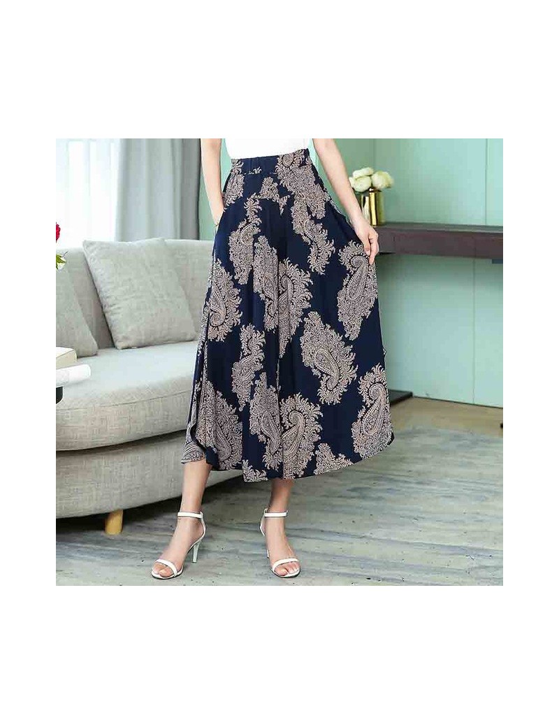 Wide Leg Pants Women Summer 2019 Casual Print Streetwear High Waist Pants Casual Floral Beach Trousers - Color 11 - 41411057...