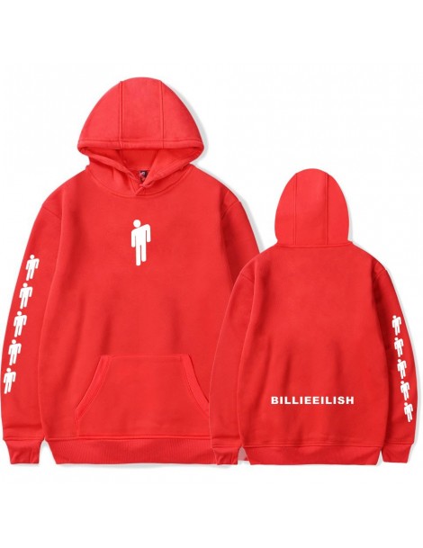 Hoodies & Sweatshirts Double Printed Billie Eilish Hoodies Bright Red Girl's Sweatshirts Fashion Pullover Preppy Style Oversi...