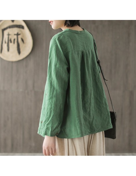 Blouses & Shirts New Linen Embroidery Shirts Female Blouse 2019 Spring Loose Retro Long Sleeve Literary Casual Pullover Women...