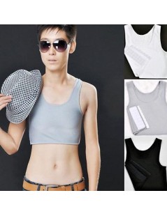 Les Lesbian Casual Breathable Buckle Short Chest Breast Binder Trans Vest Tops Plus Size S-2XL - Gray - 4T3649794026-2