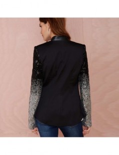 Blazers Women Work Wear Black Blazer Silver Gray Gradient Sequins Stitching Slim Ladies Blazers Coat Spring Lapel Suits Jacke...