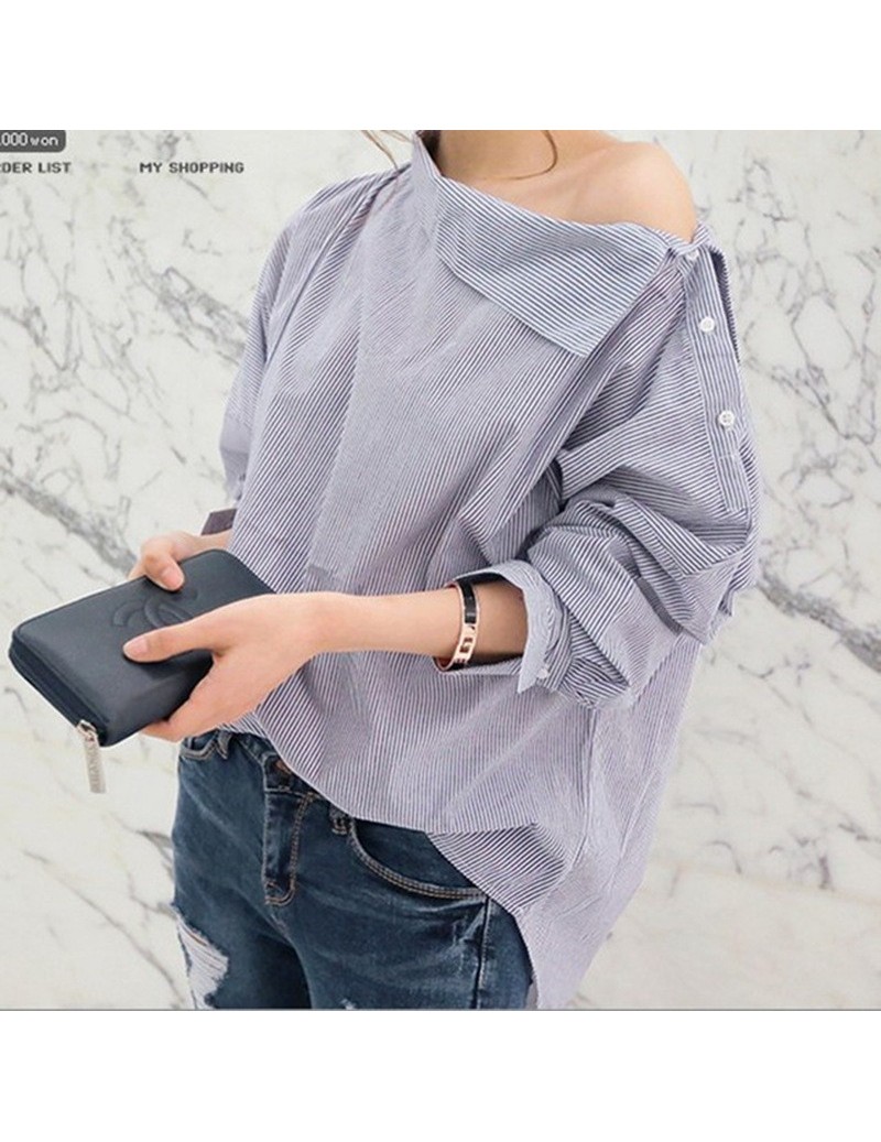 2018 summer new custom color casual shirt oblique collar button bat sleeve women's fashion shirt female loose shirt L31 - L6...