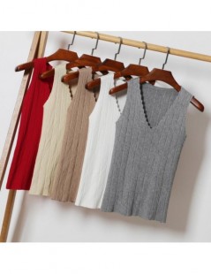 Tank Tops Solid Sexy V neck knitted Camis Feamle Ice Ma Casual Top Tees Women Slim Tank Tops White red black gray camel apric...