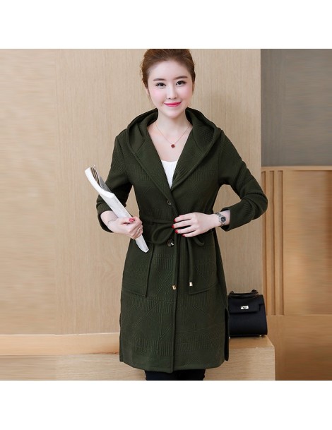 Cardigans 5XL Plus size Sweater Women Knitted Cardigan Coat Female 2019 New Spring Autumn Long Hooded Sweater Coats Cardigan ...