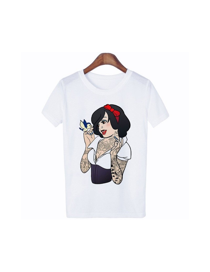 T-Shirts 2019 New Arrivals Bad Gift Tattooed Princesses Printed T Shirts Women Casual Slim White Tee Short Sleeve Tops Fashio...