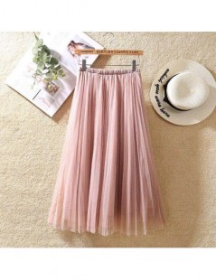 Skirts 2019 summer tulle long skirts Women black beige pink gray white Mesh pleated skirt Layers A line Girl vacation beach s...
