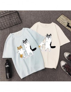 T-Shirts Cute Dancing Dogs Print T shirt Women Spring Summer Short Sleeve O Neck Cotton Spandex Women Tops Tees Casual Female...
