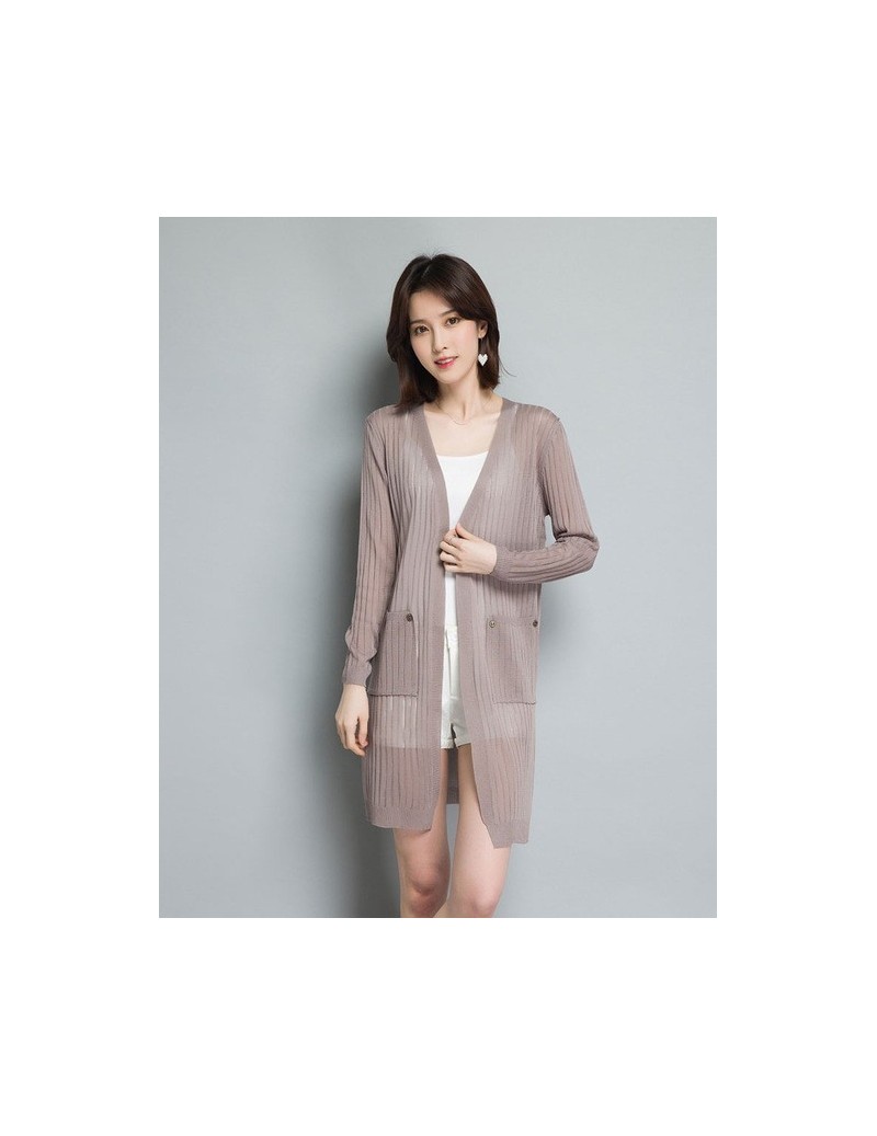 Cardigans 2018 Women Summer Long Knitted Cotton Linen Cardigans Coat Female New Women Cardigan Knitwear Spring Sweater Poncho...
