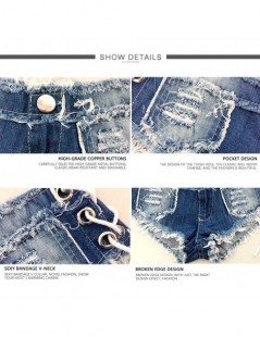 Shorts Summer Denim Shorts Women Cotton Stitching Candy Color Bandage Short Jeans Women Low Waist Sexy Fashion Hollow Shorts ...