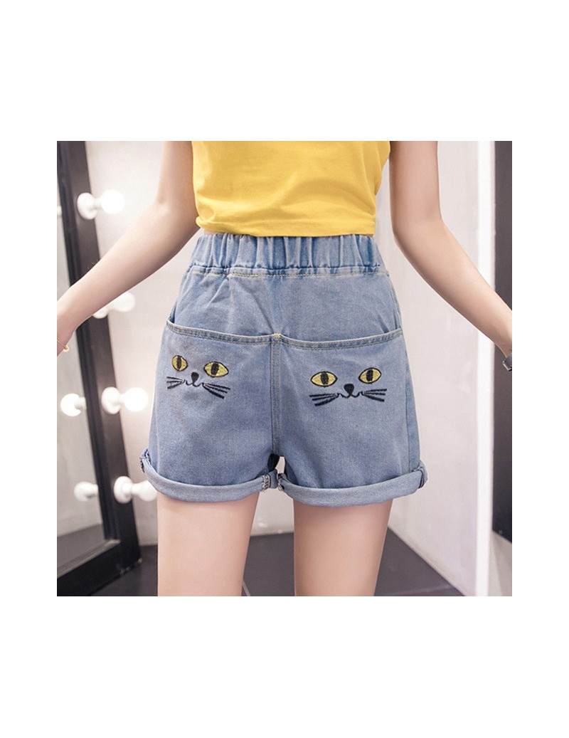 Shorts Harajuku Kawaii Cat Embroidery Summer Shorts Women S-5XL Big Size Korean Shorts Jeans Pockets Loose Cute Denim Shorts ...