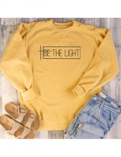 Hoodies & Sweatshirts BE THE LIGHT Graphic Sweatshirt Funny Letter Long Sleeve Tumblr Be the light Hoodies Christian Clothes ...
