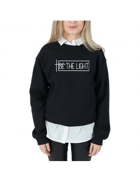 Hoodies & Sweatshirts BE THE LIGHT Graphic Sweatshirt Funny Letter Long Sleeve Tumblr Be the light Hoodies Christian Clothes ...