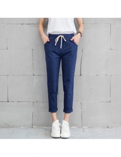 Pants & Capris New Women Casual Harajuku Spring Autumn Big Size Long Trousers Solid Elastic Waist Cotton Linen Pants Ankle Le...