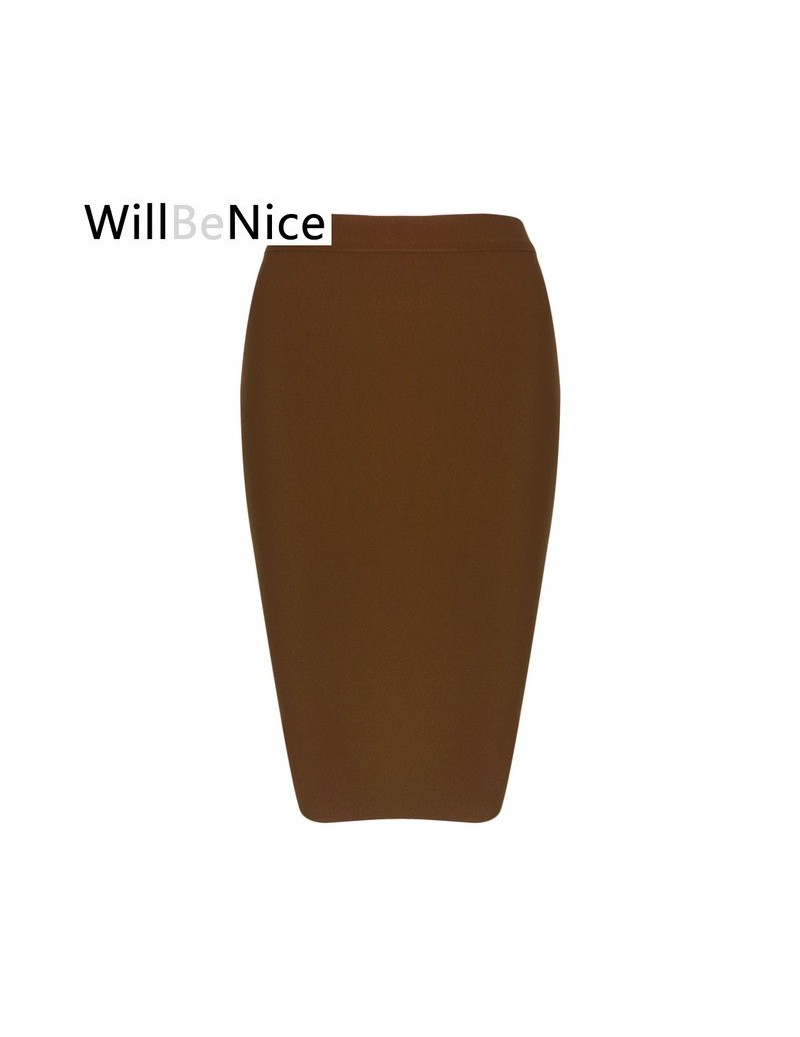 Skirts Nude 2018 New Arrival Empire Sexy Lady Knee Length Bandage Pencil Skirt - Coffee - 483986435940-3 $34.10