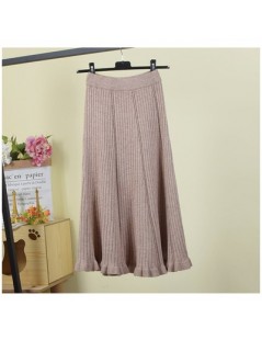 Skirts New 2019 Autumn Winter Womens Kniiting Long Midi Skirt Fashion Classical Solid Knitted Ruffles Mermaid Skirt - Beige -...