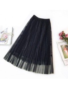 Skirts Ladies 3 D Embroidery Mesh Skirt Female Spring and Summer Long Fairy Skirt Elastic Wasit A Line Flower Embroidered Wom...