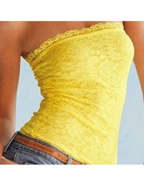 Tank Tops Fashion Sexy Womens Girls Floral Lace Strapless Vest Beadeau Tank Top Tunic Shirt Blouse - YELLOW - 413841617568-7 ...
