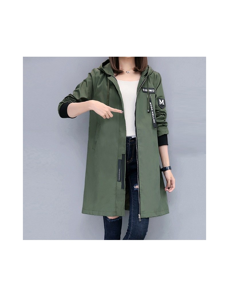 Jackets fashion women jacket 2018 long sleeve casual solid autumn coat Hood Medium Long Army Green Female jacket women 1260 4...