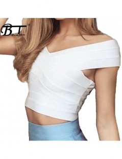 Tank Tops 2018 New Sexy Lady V-neck Off The Shoulder Bandage Crop Top Short Solid Summer Women Party Fashion Tops Wholesale -...