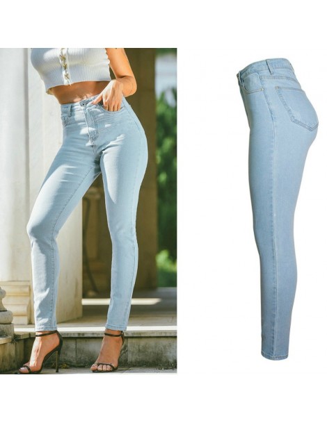 Jeans Light Blue Skinny Jeans Woman Autumn Spring Casual Pencil Denim Pants Ladies High Waist Slim Pants - Light blue - 4R302...
