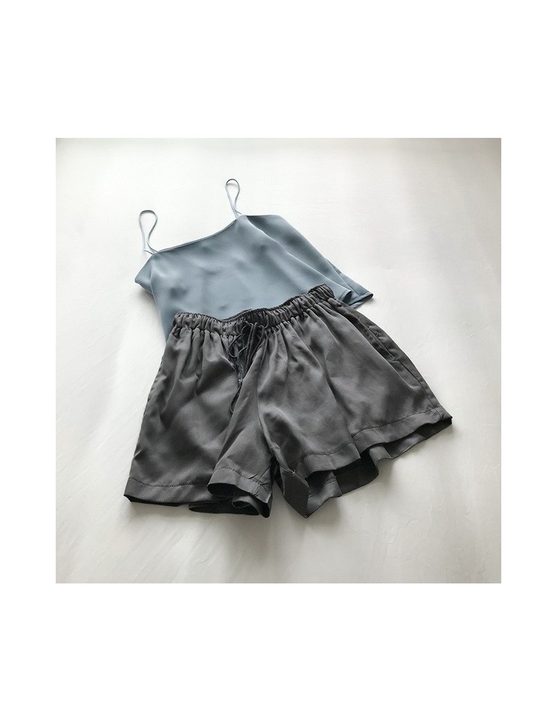 Shorts Summer Casual Cupro Women Shorts High Waist Drawstring Female Hotpants - Gray - 4O4134049096-2 $38.76