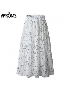 Skirts White Dots Floral Print Pleated Midi Skirt Women Elastic High Waist Side Pockets Skirts Summer 2019 Elegant Female Bot...