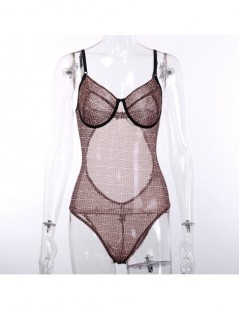 Bodysuits Mesh See-through Bodysuit Bralette Spaghetti Straps Sexy Women Summer Bodycon Patchwork Backless Party Club Female ...
