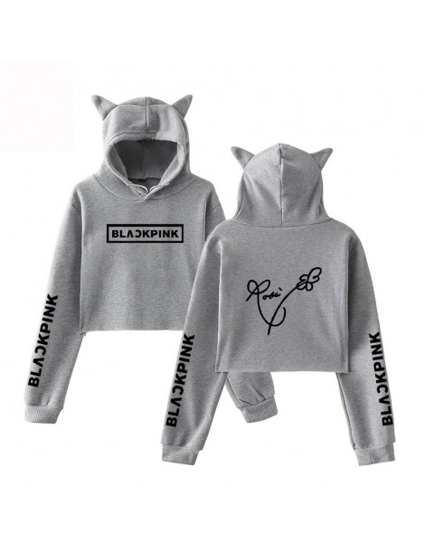 Hoodies & Sweatshirts luckfridayf 2019 Blackpink kpop kawaii Cat Ear Cap top Sexy Hoodies sweatshirts Cat Crop Top Black pink...