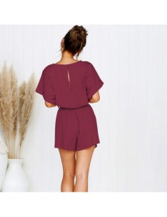 Rompers Short Sleeve Women Rompers Casual Loose Wide Leg Sexy Slim Female O Neck Sashes Solid Color Jumpsuit Shorts 2019 Summ...