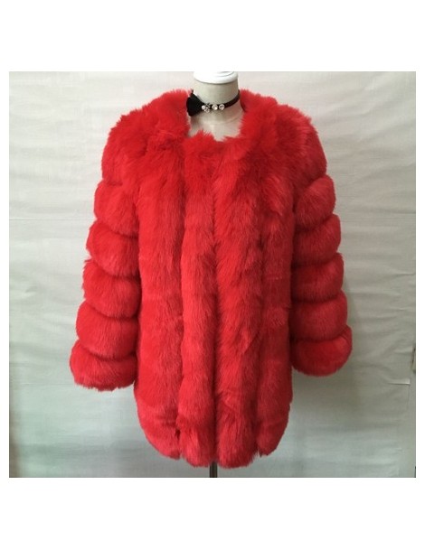 Faux Fur S-4XL Winter Luxury Faux Fox Fur Coat Slim Long Pink Red Blue Faux Fur Jacket Women Fake Fur Coats manteau fourrure ...