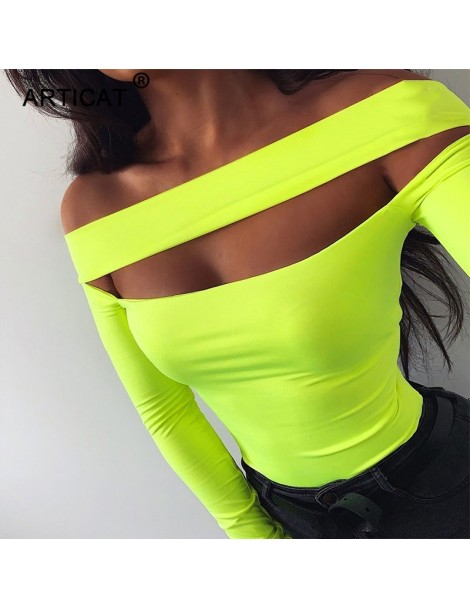 Bodysuits Off Shoulder Sexy Bodysuit Women Tops Long Sleeve Hollow Out Slim Summer Rompers Womens Jumpsuit Casual Basic Plays...