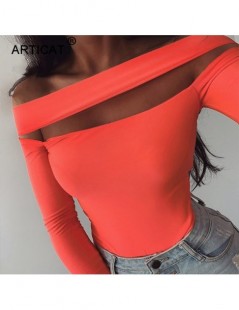 Bodysuits Off Shoulder Sexy Bodysuit Women Tops Long Sleeve Hollow Out Slim Summer Rompers Womens Jumpsuit Casual Basic Plays...