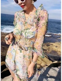 Rompers Sexy v neck floral print ruffled playsuit Elegant long sleeve chiffon jumpsuit romper Summer party beach overalls 201...