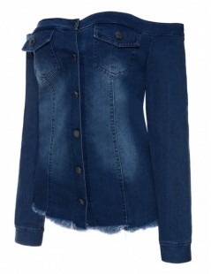 Jackets Autumn Women Vintage off shoulder Collar Long Sleeve Slim Jackets Short Tops Long Sleeve Denim Jeans Jacket Outerwear...
