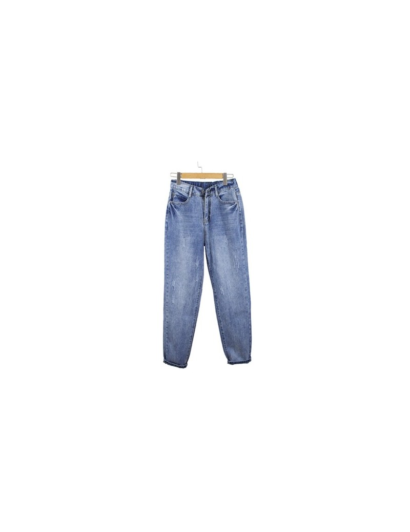 Harem jeans for woman high waist Casual Retro blue plus size blue Ankle Length denim Trousers for women 5XL - light blue sh5...