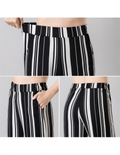 Pants & Capris Spring and Summer Big Size Women Striped Chiffon Pants Casual Straigt Pant National Wind Trousers Female Long ...