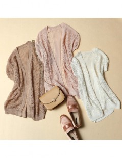Cardigans 100% linen 2019 short sleeved Cardigan Sweater loose sweater slim size office lady outwear coat tops 0.18KG - brown...