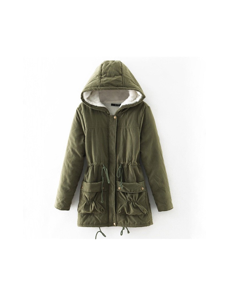 2018 Autumn Winter Long Hooded Coat Parkas Women Thick Cotton Padded Jacket Casual Plus Size Outwear Female - Army Green - 4...