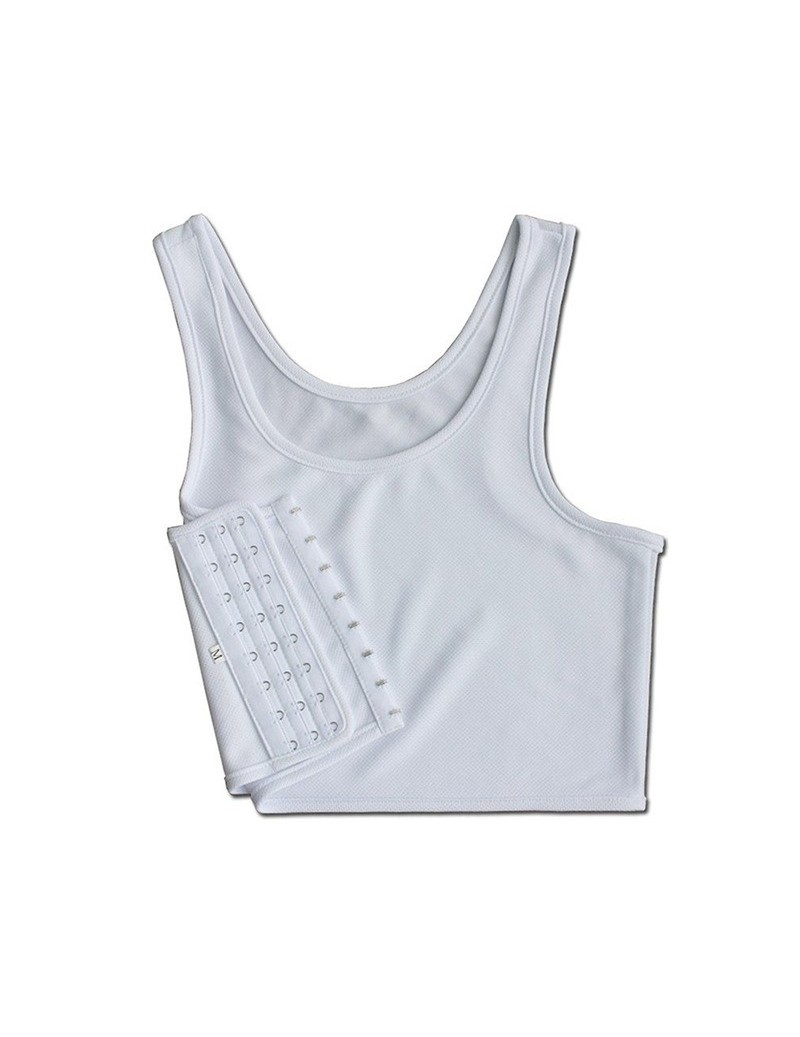 Tank Tops Womens Solid Color Short Chest Breast Binder Crop Top Vest Padded Sports Bra - White - 5Y111216475551-2 $18.08