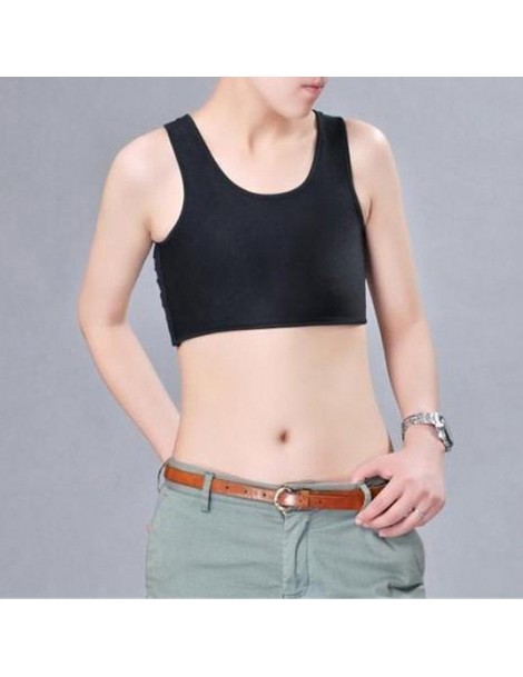 Tank Tops Womens Solid Color Short Chest Breast Binder Crop Top Vest Padded Sports Bra - White - 5Y111216475551-2 $6.48