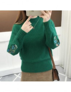 Pullovers 2019 Winter Thick Warm Beautiful Embroidery Turtleneck Sweater Women Long Sleeve Knit Pullover Sweater Female Pull ...